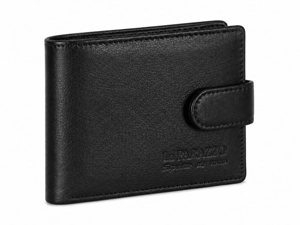 La Parazzo Premium Genuine Leather Men’s Wallet with Snap Closure, ID Window & Multi-Card Storage