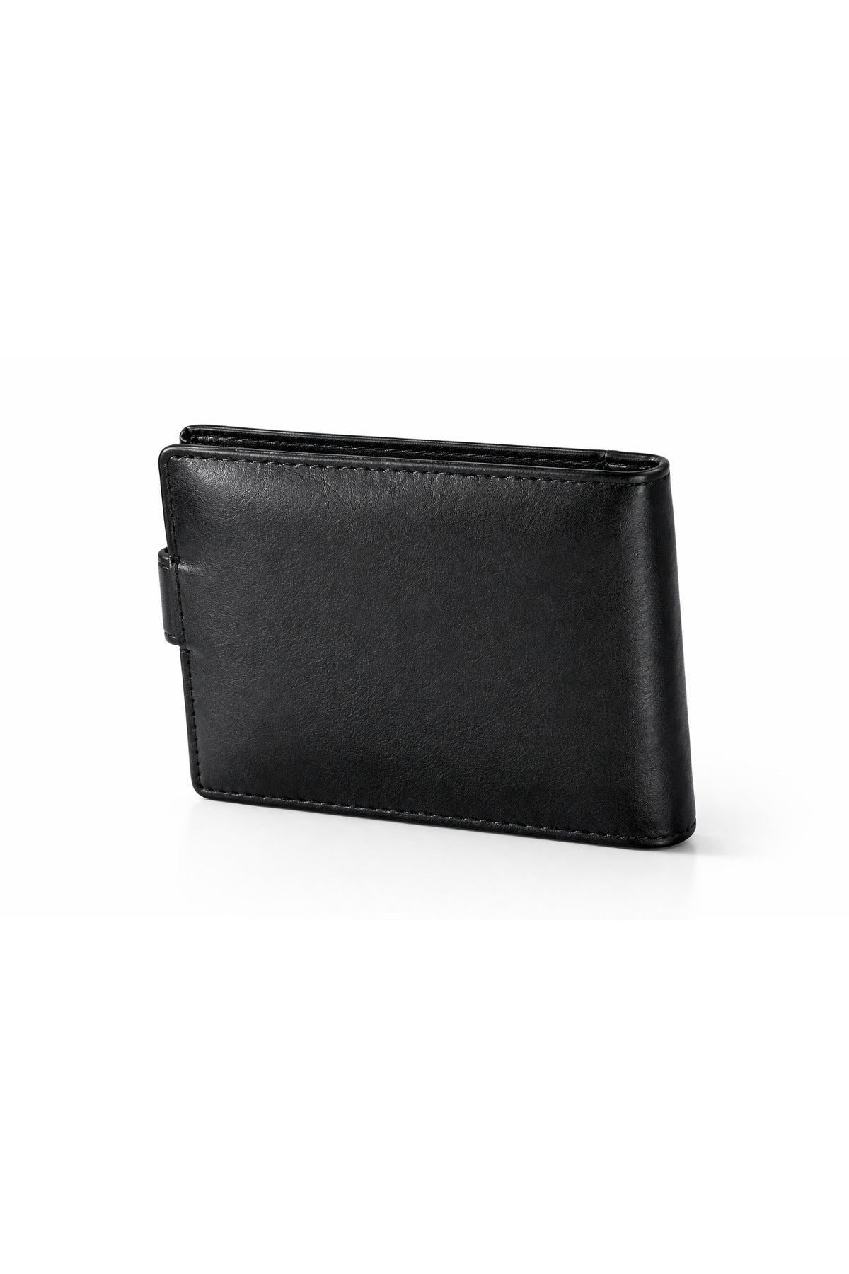 Men’s Genuine Leather Wallet with Button Closure | Multi-Card Holder with ID Window | Classic Black Secondary image
