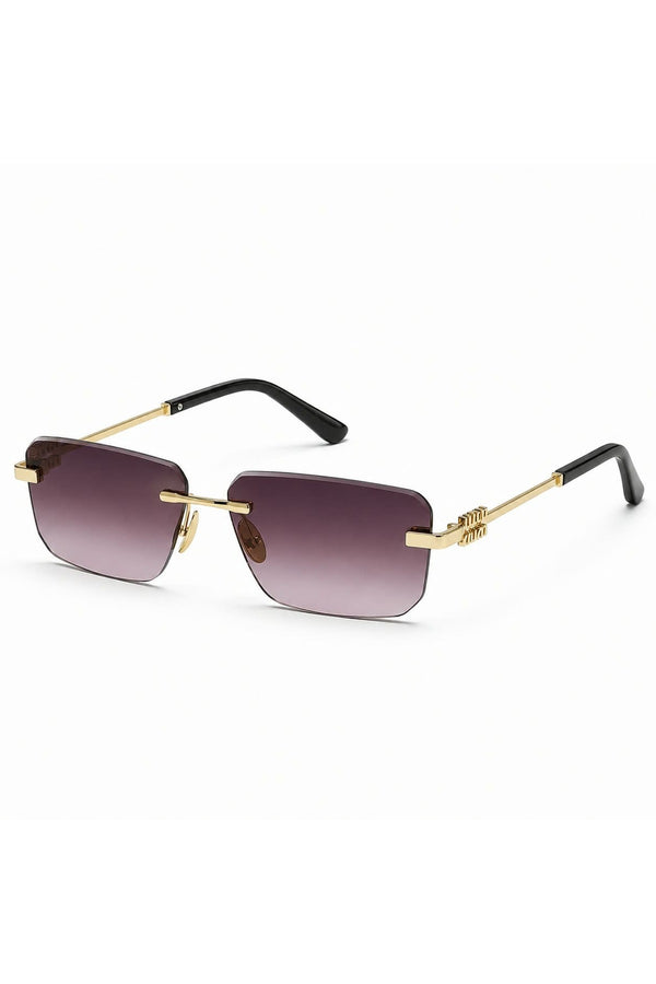 Premium Rimless Rectangular Sunglasses for Women – Elegant Metal Temple Fashion Eyewear