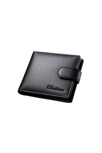 100% Men’s Genuine Leather Wallet with Button Closure | Multi-Card Holder with ID Window