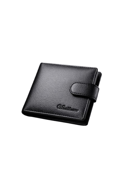 100% Men’s Genuine Leather Wallet with Button Closure | Multi-Card Holder with ID Window