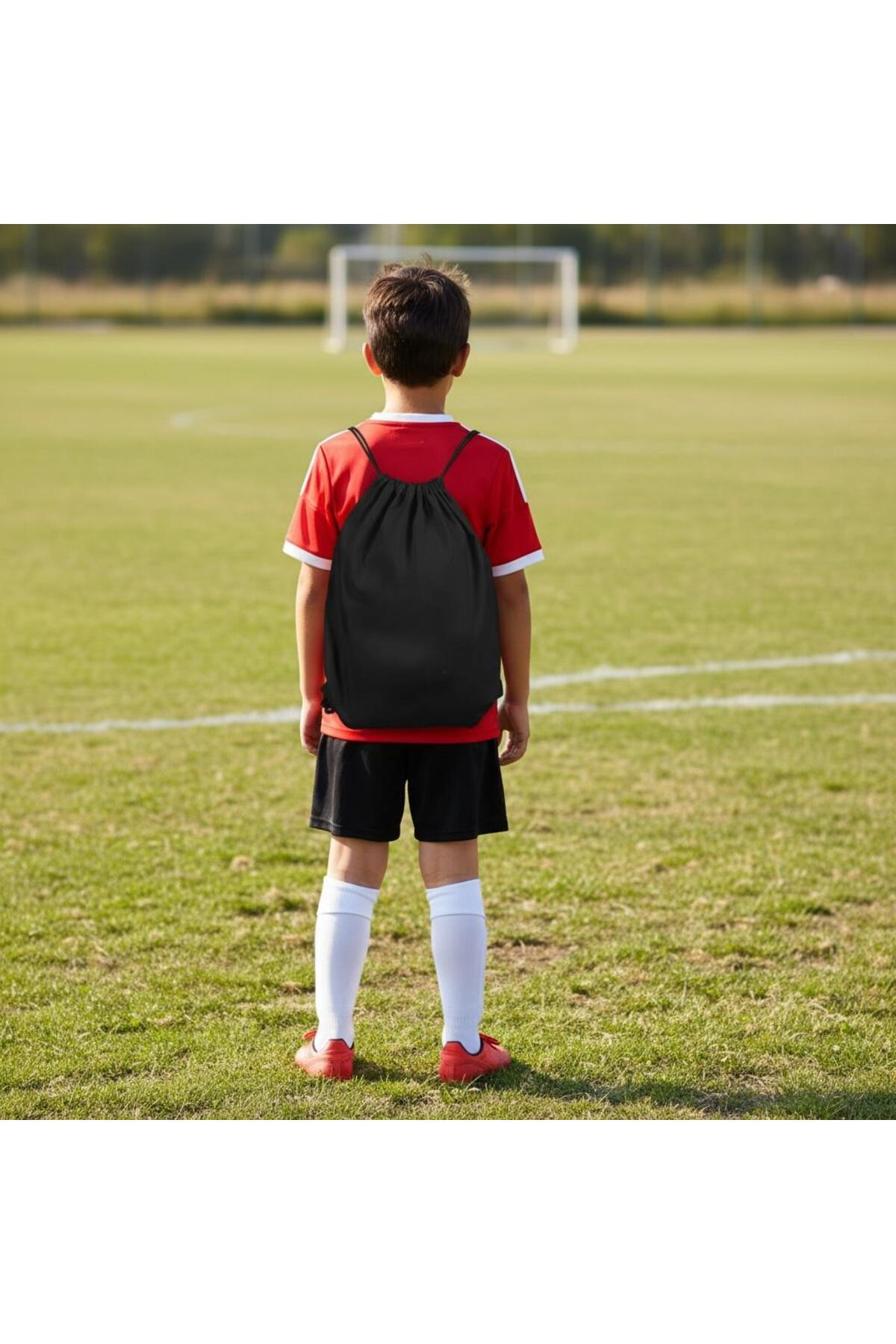 Black Drawstring Backpack – Lightweight Sports, Gym, School & Daily Use Bag - Football Bag Secondary image