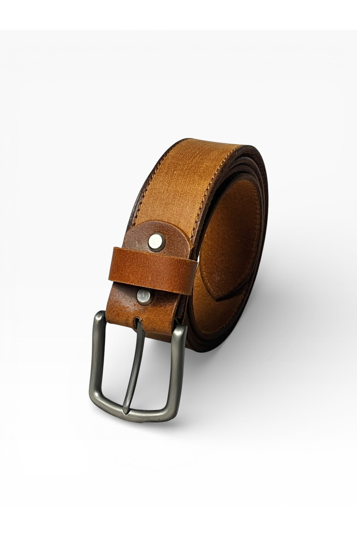 Men’s 100% Genuine Leather Belt – Vintage Finish Casual Belt with Classic Metal Buckle Secondary image