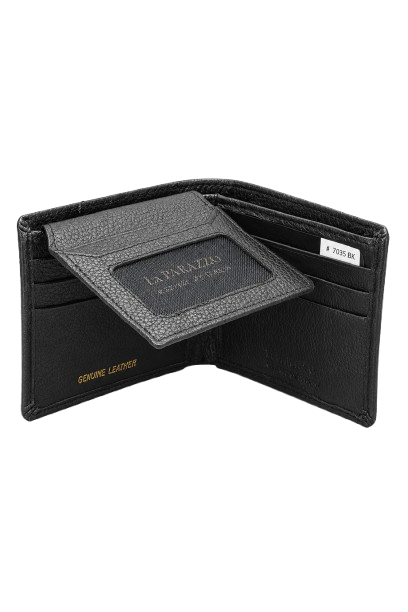 100% Genuine Leather Men’s Wallet – Premium Bifold with ID Window