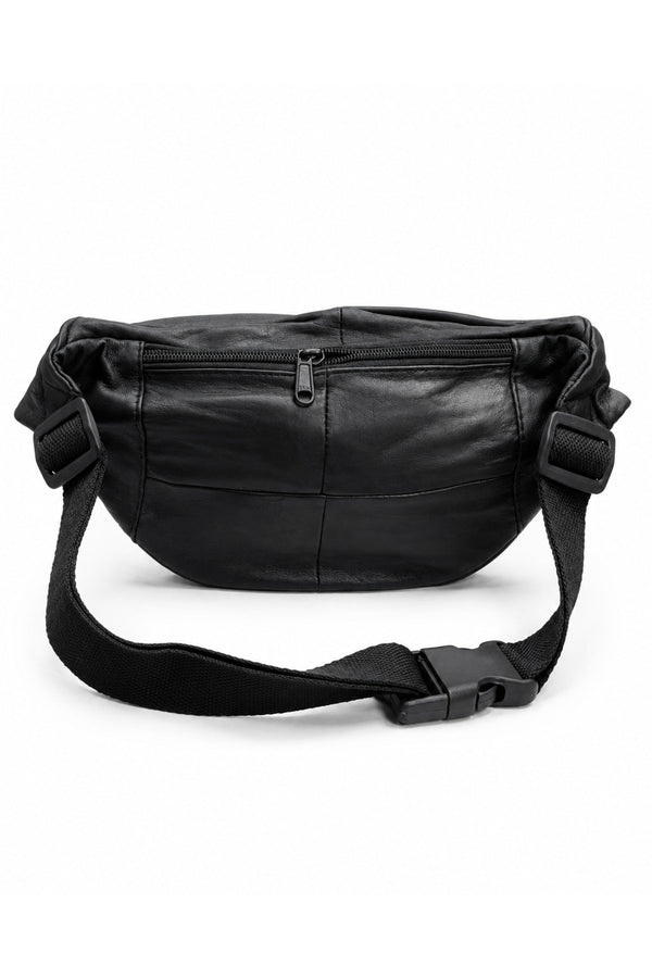 Genuine Leather Crossbody Waist Bag for Men – Multi-Pocket Adjustable Belt Bag with Zipper Compartments