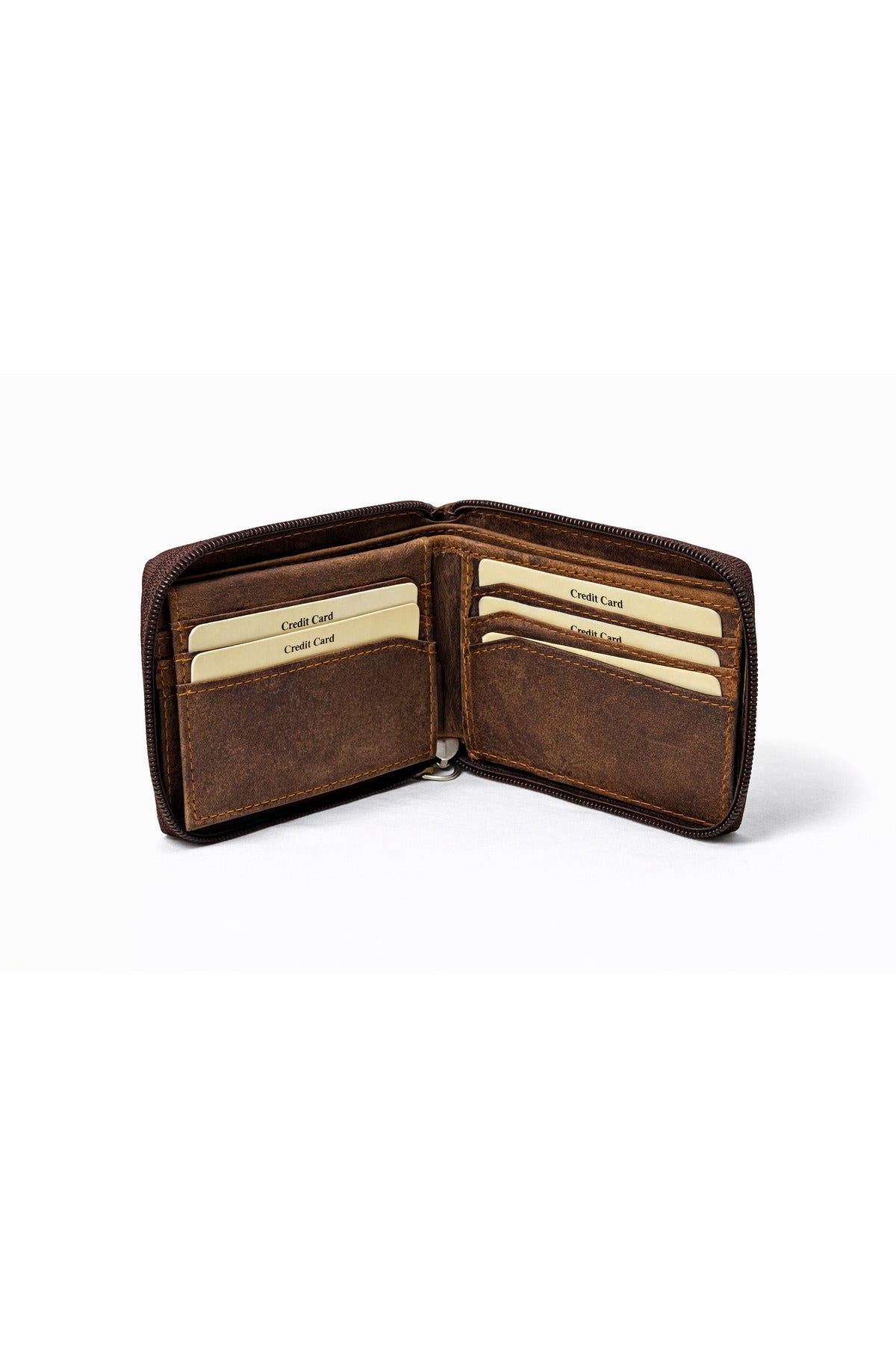 Men’s 100% Genuine Leather Round Zip Wallet – Natural Vintage Zip-Around Design Secondary image