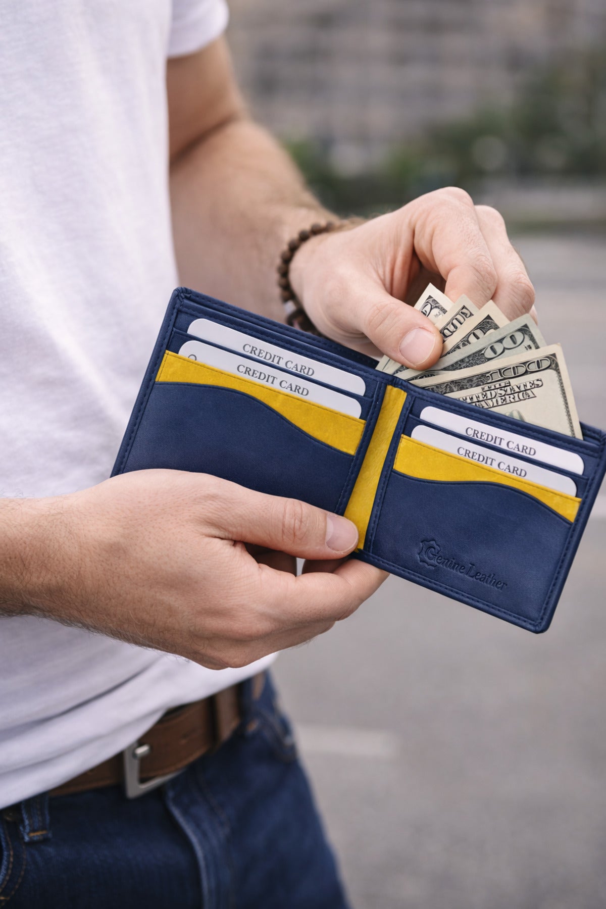 Genuine Leather Slim Bifold Wallet for Men Secondary image