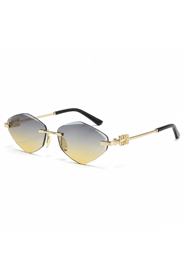 Elegant Rimless Polygon Sunglasses for Women – Lightweight Premium Fashion Eyewear