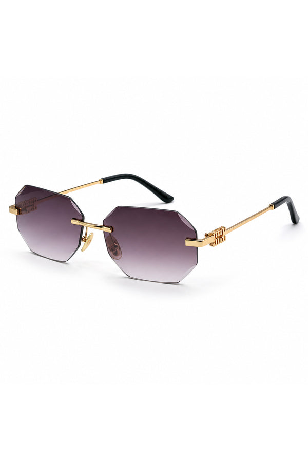 Premium Rimless Geometric Sunglasses for Women – Elegant Lightweight Metal Temple Statement Eyewear
