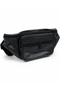 Genuine Leather Crossbody Waist Bag for Men – Multi-Pocket Adjustable Belt Bag with Zipper Compartments