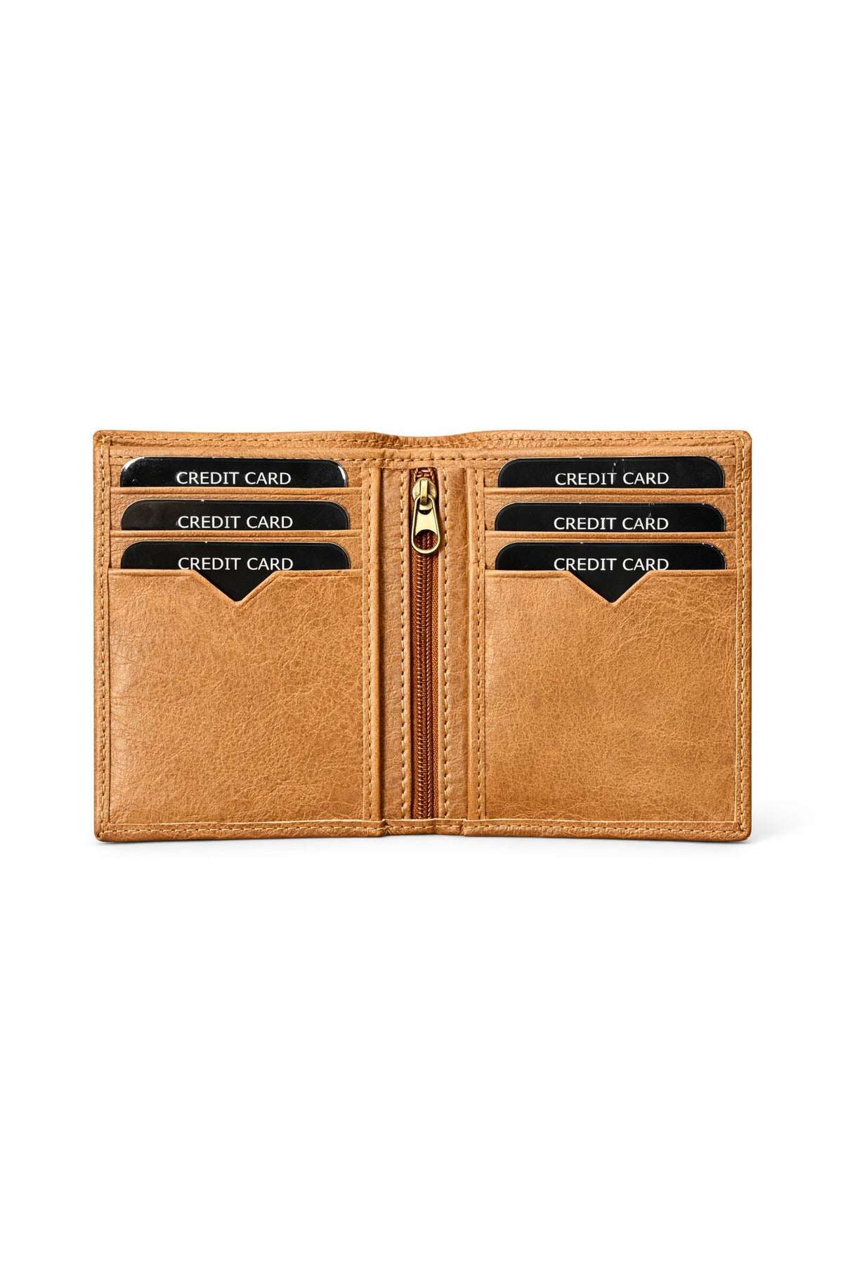 Men’s Genuine Leather Wallet – Vintage Tan Bifold with Zipper Coin Pocket Secondary image