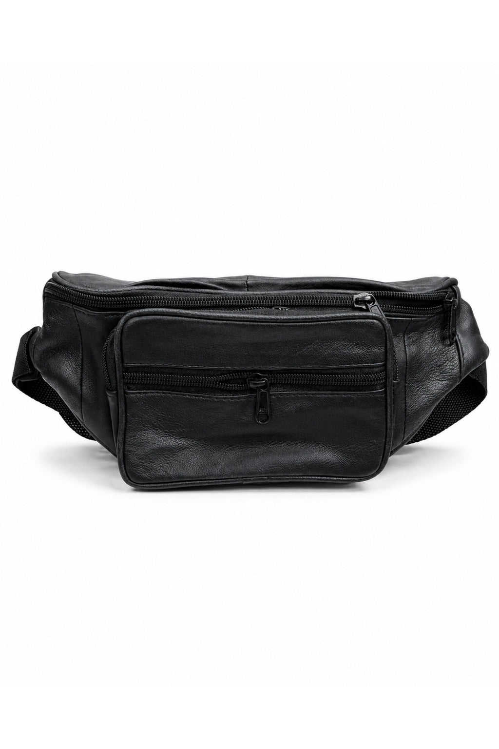Genuine Leather Crossbody Waist Bag for Men – Multi-Pocket Adjustable Belt Bag with Zipper Compartments