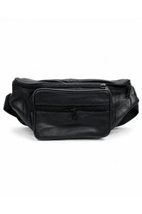 Genuine Leather Crossbody Waist Bag for Men – Multi-Pocket Adjustable Belt Bag with Zipper Compartments