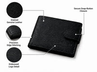 La Parazzo Premium Genuine Leather Men’s Wallet with Snap Closure, ID Window & Multi-Card Storage