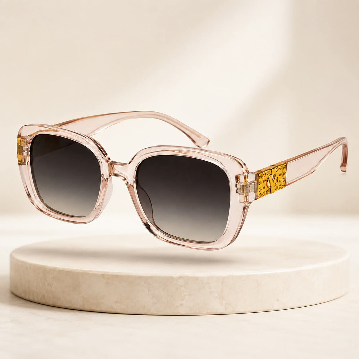 Premium Oversized Square Sunglasses for Women – Elegant Statement Frame with Gradient Lenses & Decorative Temple Detail