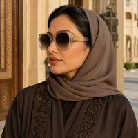 Premium Oversized Square Sunglasses for Women – Elegant Statement Frame with Gradient Lenses & Decorative Temple Detail