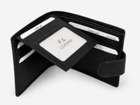 La Parazzo Premium Genuine Leather Men’s Wallet with Snap Closure, ID Window & Multi-Card Storage
