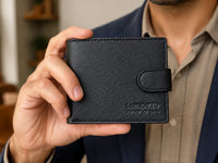 La Parazzo Premium Genuine Leather Men’s Wallet with Snap Closure, ID Window & Multi-Card Storage