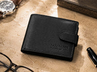 La Parazzo Premium Genuine Leather Men’s Wallet with Snap Closure, ID Window & Multi-Card Storage