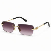 Premium Rimless Rectangular Sunglasses for Women – Elegant Metal Temple Fashion Eyewear