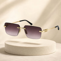 Premium Rimless Rectangular Sunglasses for Women – Elegant Metal Temple Fashion Eyewear