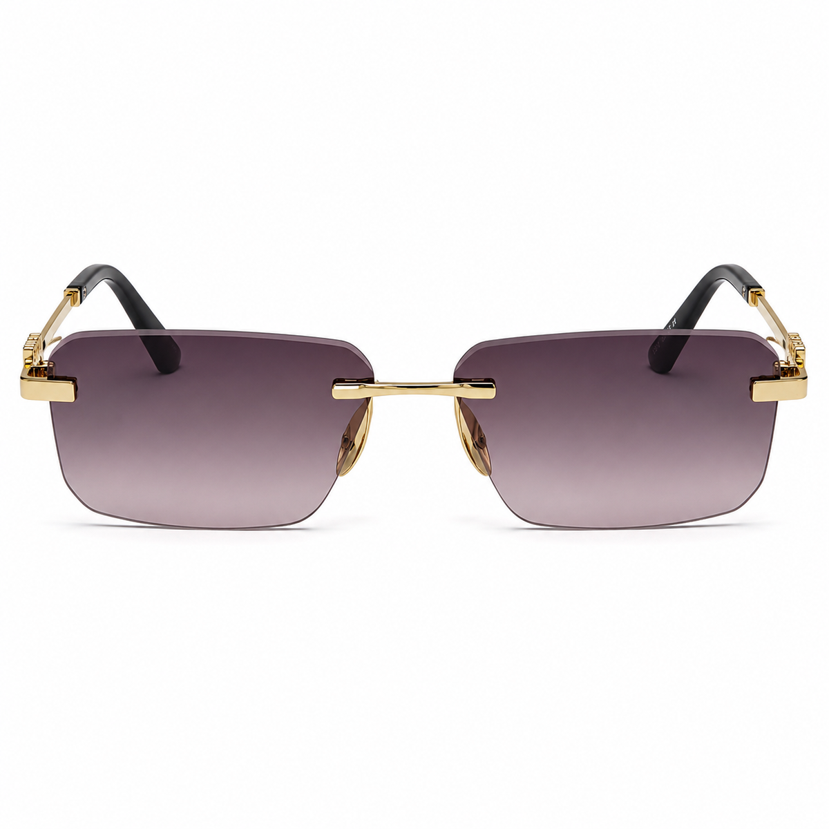 Premium Rimless Rectangular Sunglasses for Women – Elegant Metal Temple Fashion Eyewear