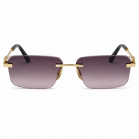 Premium Rimless Rectangular Sunglasses for Women – Elegant Metal Temple Fashion Eyewear