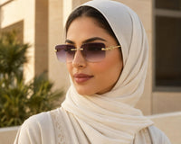 Premium Rimless Rectangular Sunglasses for Women – Elegant Metal Temple Fashion Eyewear