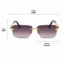 Premium Rimless Rectangular Sunglasses for Women – Elegant Metal Temple Fashion Eyewear