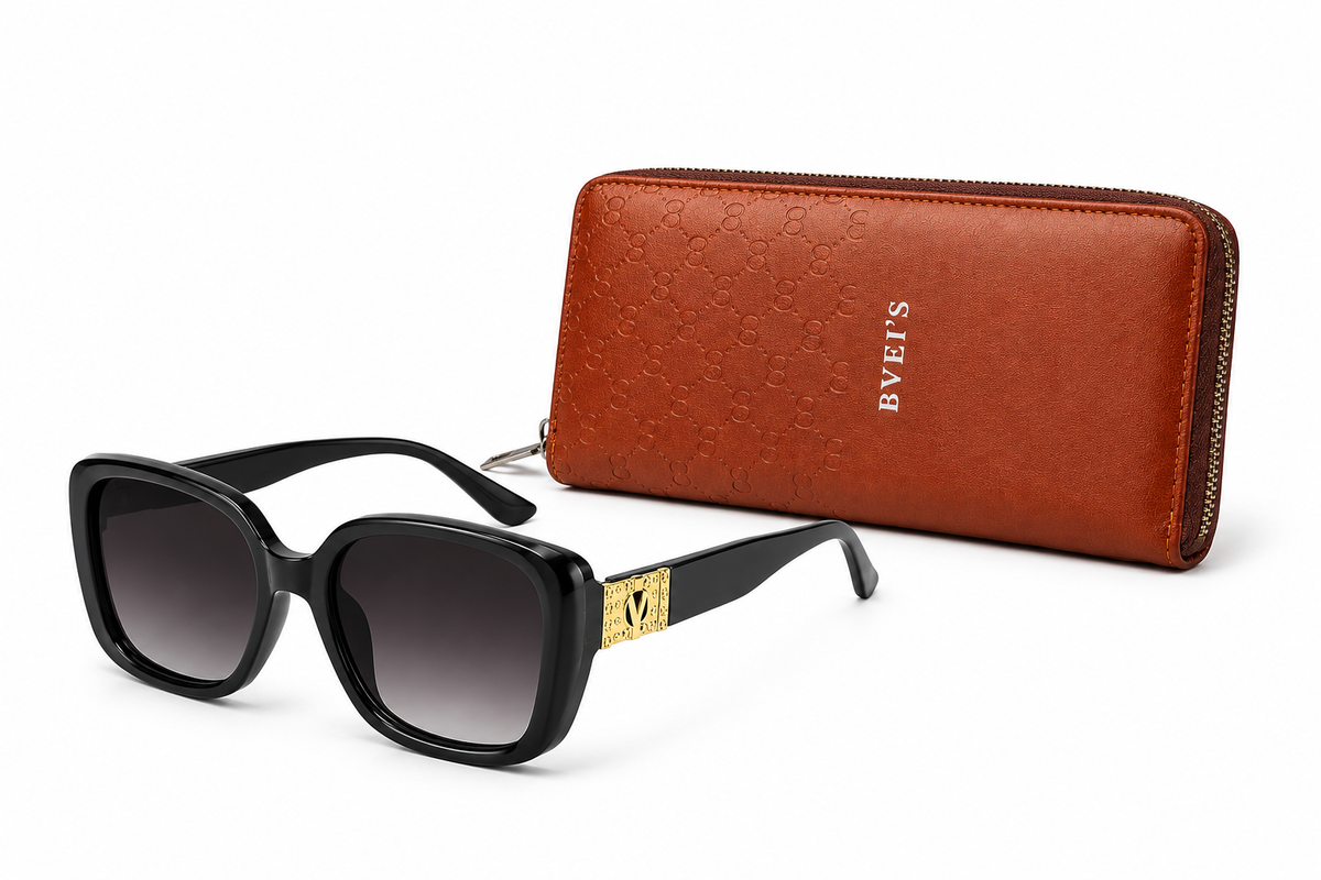 Ladies Wallet & Oversized Sunglasses Combo for Women