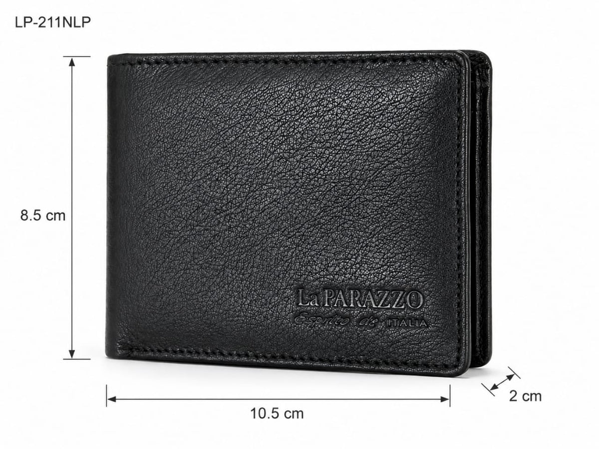 La Parazzo Premium Genuine Leather Men’s Bifold Wallet with Flip-Out Card Holder & Cash Compartment