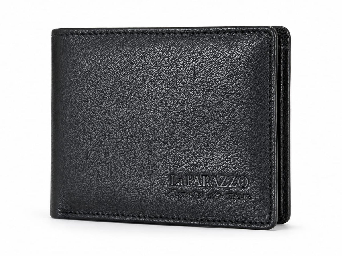 La Parazzo Premium Genuine Leather Men’s Bifold Wallet with Flip-Out Card Holder & Cash Compartment