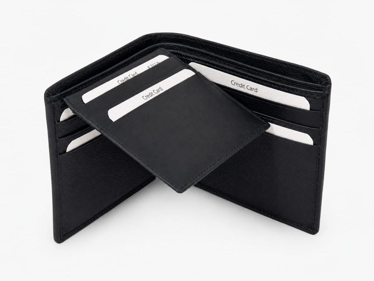 La Parazzo Premium Genuine Leather Men’s Bifold Wallet with Flip-Out Card Holder & Cash Compartment