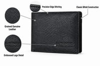 La Parazzo Premium Genuine Leather Men’s Bifold Wallet with Flip-Out Card Holder & Cash Compartment