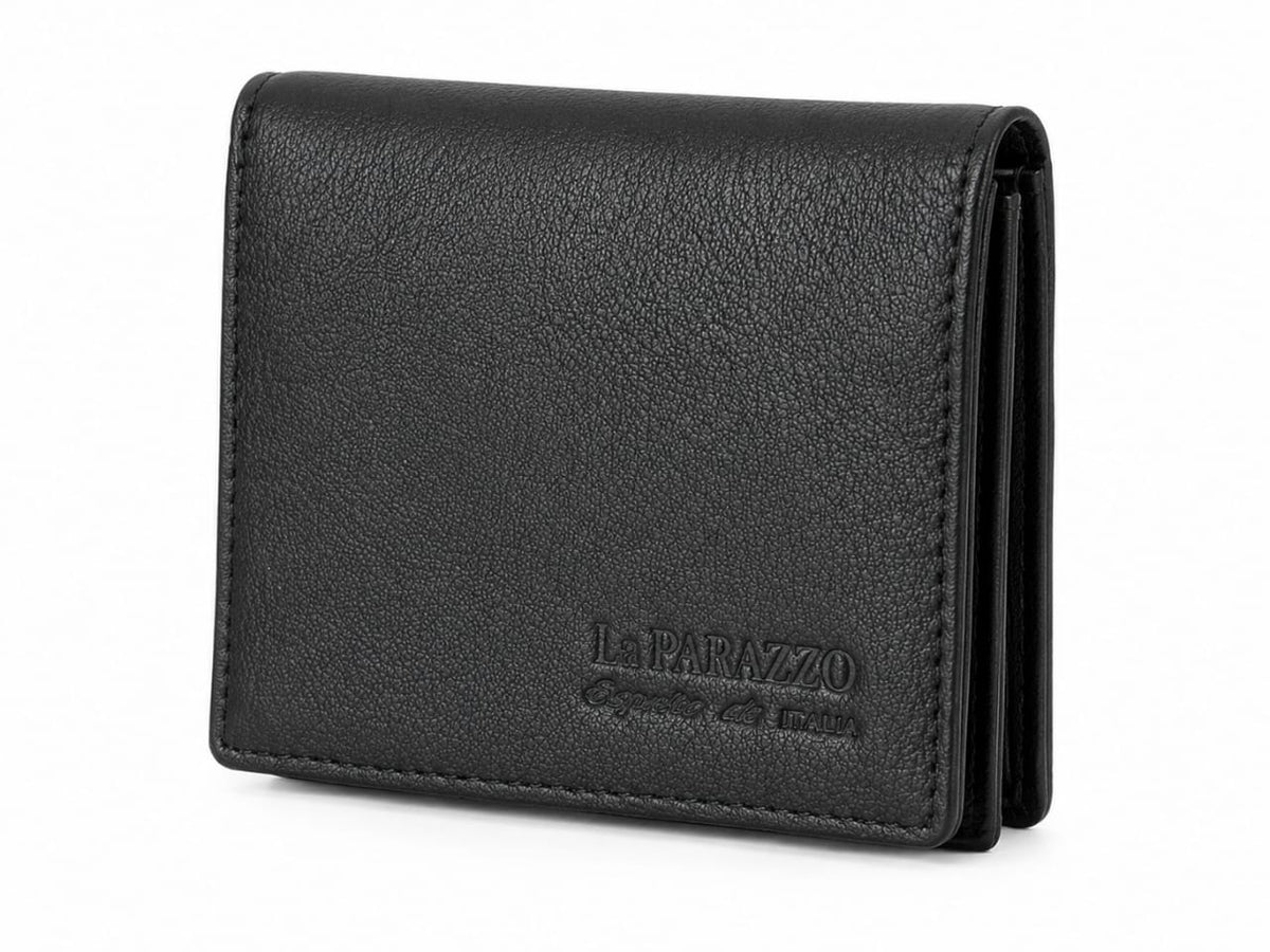 La Parazzo Premium 100% Genuine Leather Men’s Wallet – Compact Bifold Wallet with Card Slots, ID Window & Coin Pocket