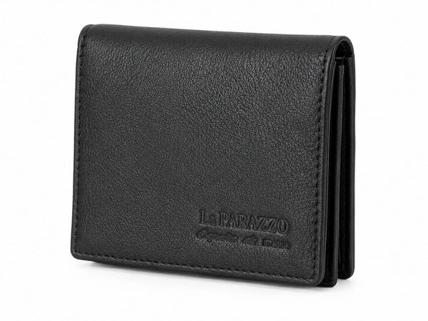 La Parazzo Premium 100% Genuine Leather Men’s Wallet – Compact Bifold Wallet with Card Slots, ID Window & Coin Pocket
