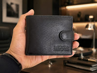 La Parazzo Premium Men’s Genuine Leather Wallet – Bifold Wallet with Snap Closure, Multiple Card Slots, ID Window & Cash Compartment
