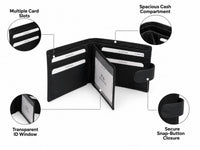 La Parazzo Premium Men’s Genuine Leather Wallet – Bifold Wallet with Snap Closure, Multiple Card Slots, ID Window & Cash Compartment
