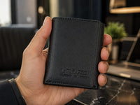 La Parazzo Premium Men’s Genuine Leather Trifold Wallet – Compact Vertical Wallet with Multiple Card Slots, Cash Compartment & Snap-Button Section
