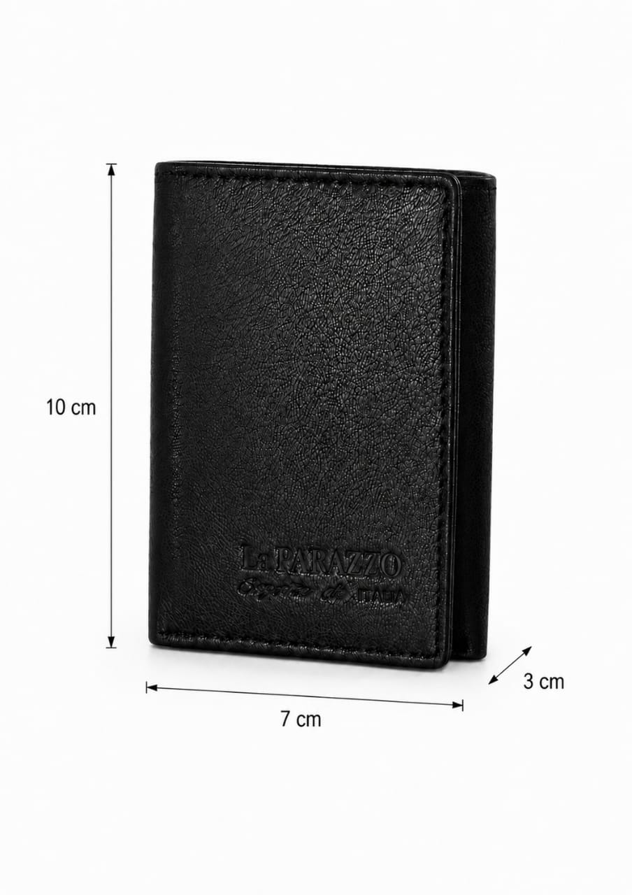 La Parazzo Premium Men’s Genuine Leather Trifold Wallet – Compact Vertical Wallet with Multiple Card Slots, Cash Compartment & Snap-Button Section