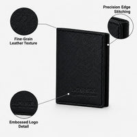 La Parazzo Premium Men’s Genuine Leather Trifold Wallet – Compact Vertical Wallet with Multiple Card Slots, Cash Compartment & Snap-Button Section