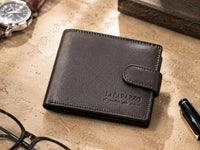 La Parazzo Premium Genuine Leather Men’s Wallet with Snap Closure, ID Window & Multi-Card Storage