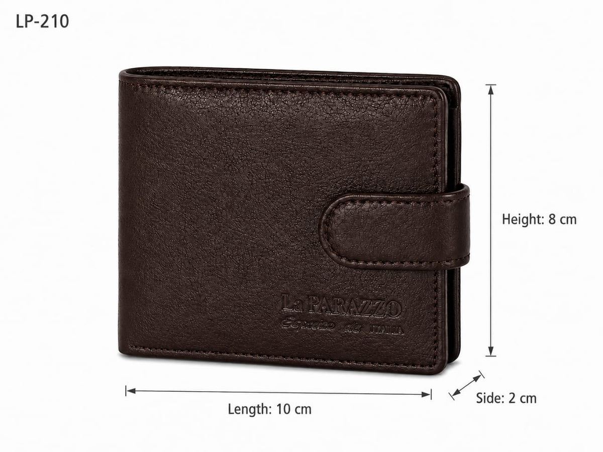 La Parazzo Premium Genuine Leather Men’s Wallet with Snap Closure, ID Window & Multi-Card Storage