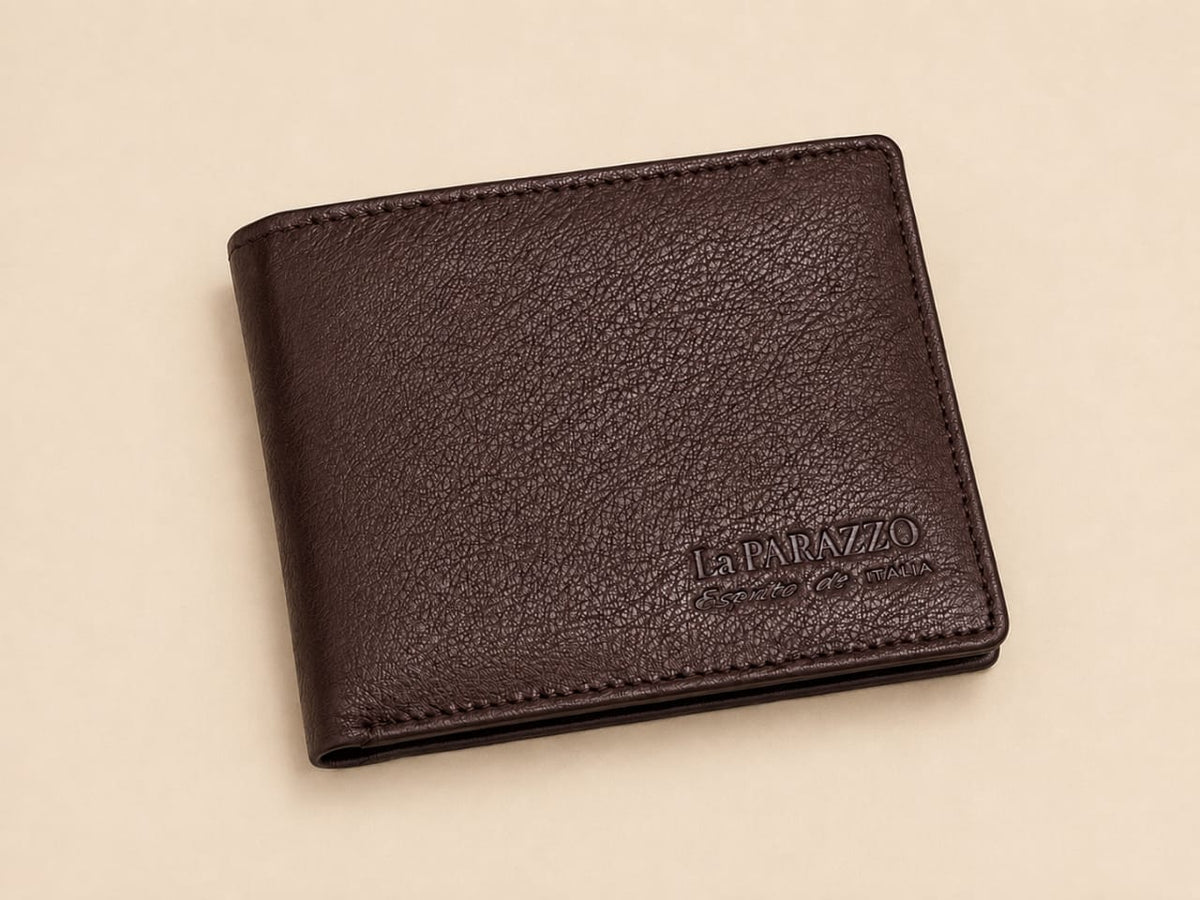 La Parazzo Premium Genuine Leather Men’s Bifold Wallet with Flip-Out Card Holder & Cash Compartment