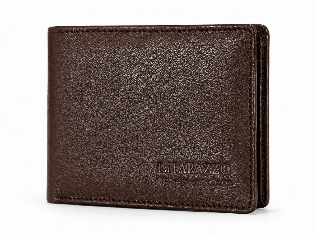 La Parazzo Premium Genuine Leather Men’s Bifold Wallet with Flip-Out Card Holder & Cash Compartment