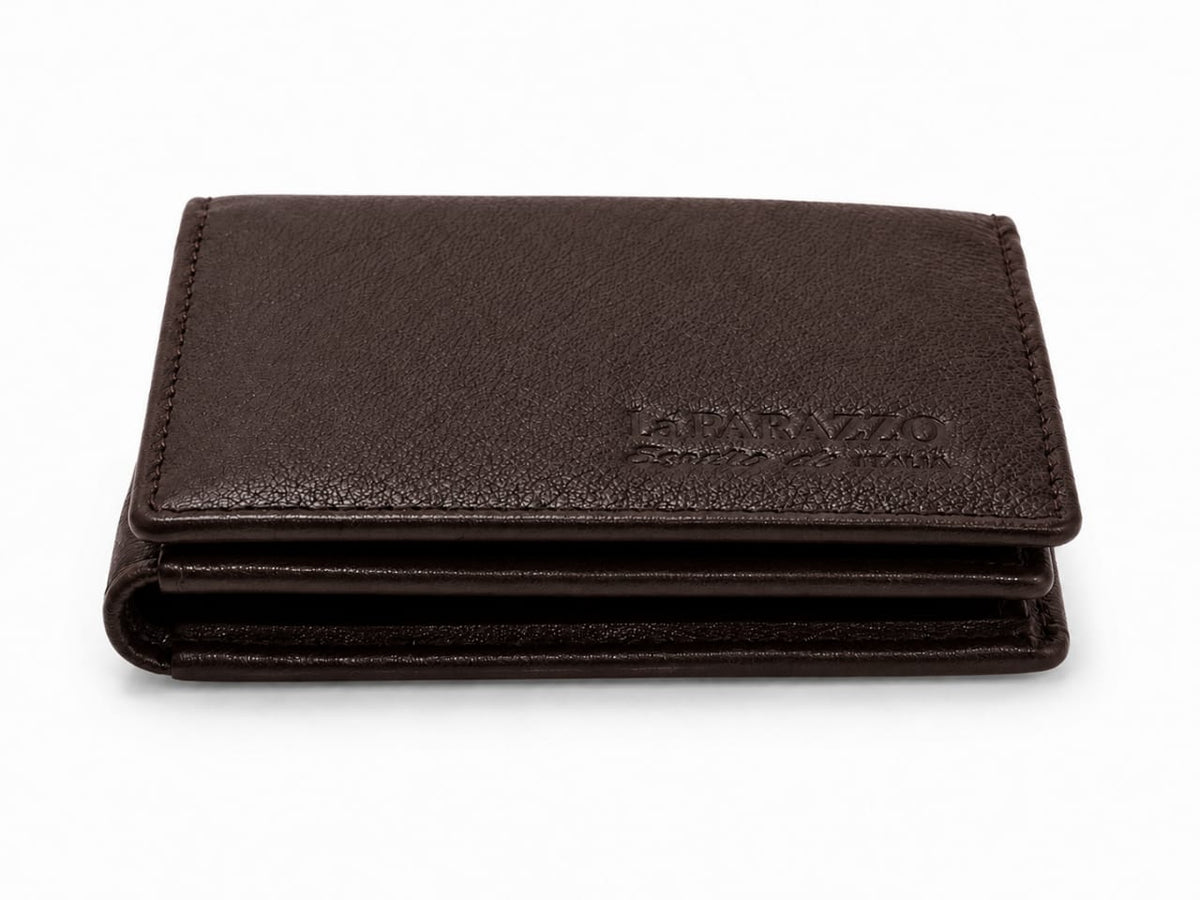 La Parazzo Premium 100% Genuine Leather Men’s Wallet – Compact Bifold Wallet with Card Slots, ID Window & Coin Pocket