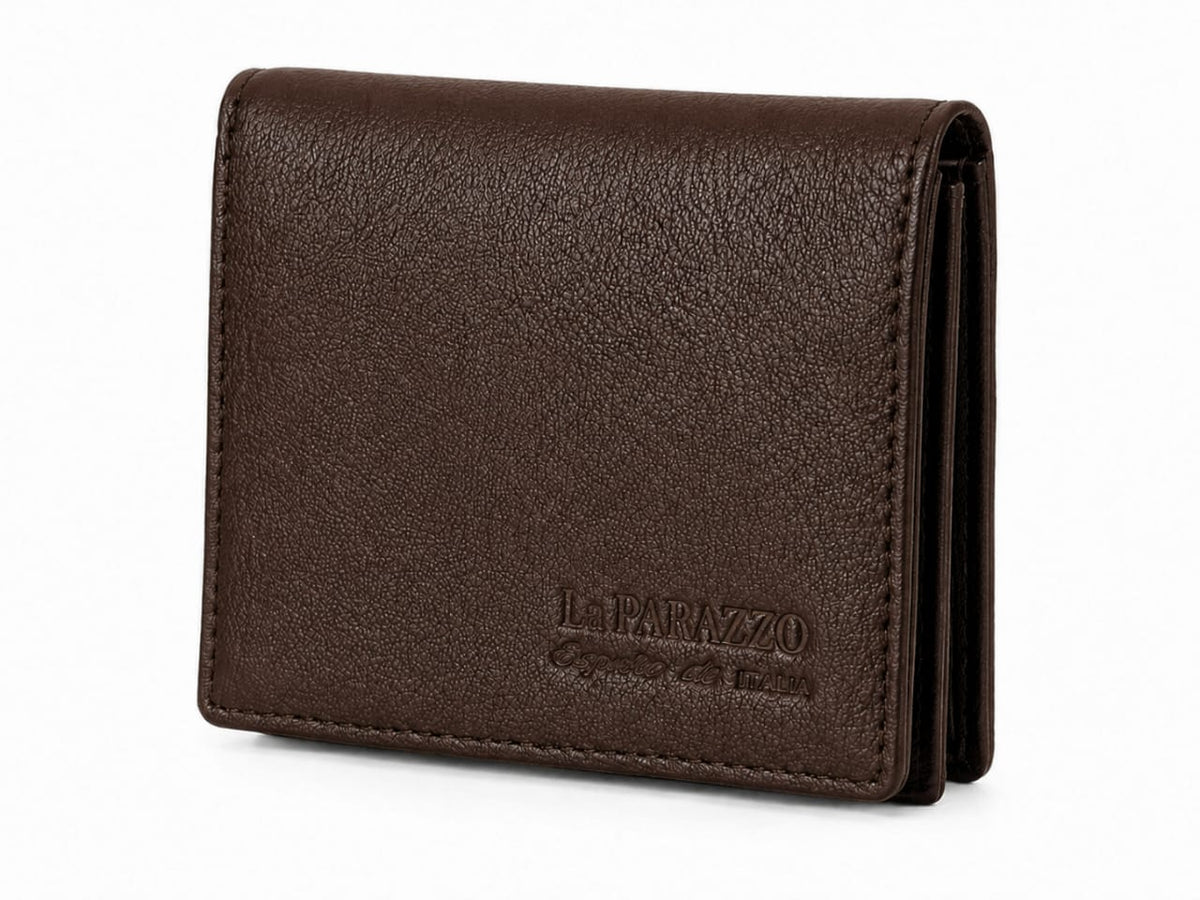 La Parazzo Premium 100% Genuine Leather Men’s Wallet – Compact Bifold Wallet with Card Slots, ID Window & Coin Pocket