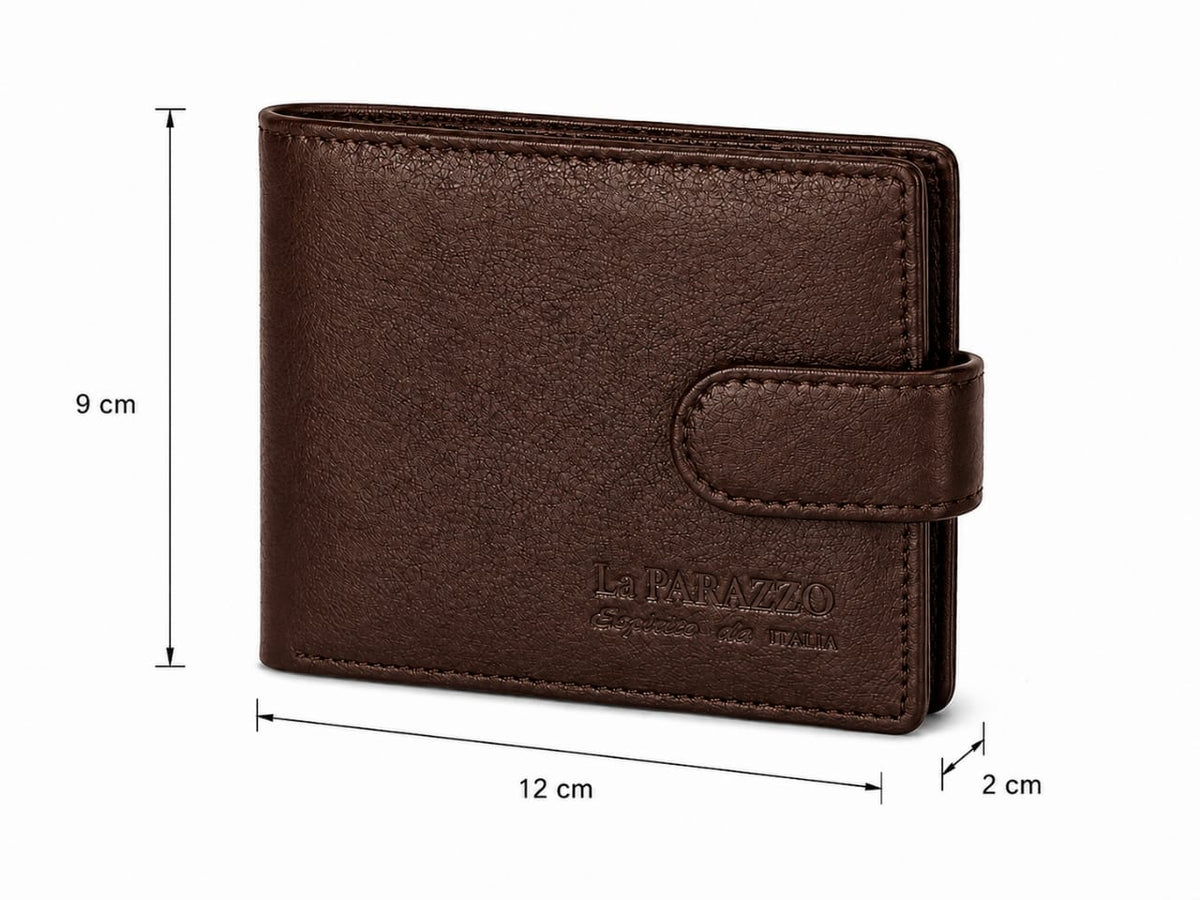 La Parazzo Premium Men’s Genuine Leather Wallet – Bifold Wallet with Snap Closure, Multiple Card Slots, ID Window & Cash Compartment
