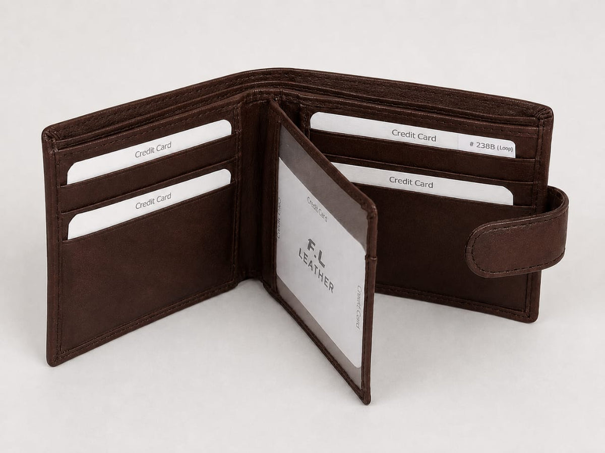 La Parazzo Premium Men’s Genuine Leather Wallet – Bifold Wallet with Snap Closure, Multiple Card Slots, ID Window & Cash Compartment