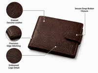 La Parazzo Premium Men’s Genuine Leather Wallet – Bifold Wallet with Snap Closure, Multiple Card Slots, ID Window & Cash Compartment